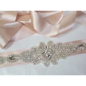 Blush rhinestone bridal dress belt bridal belt party prom evening belt sash